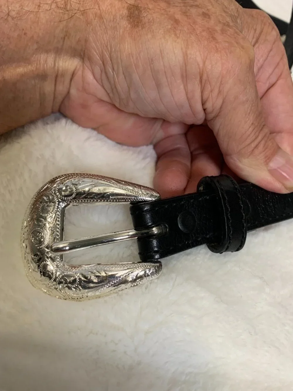 Women's 36 SILVER CREEK CLASSICS Black Western Leather Concho Belt & Buckle